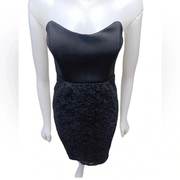 💥HOST  PICKx2💥 ASOS Design Scuba Bandeau Black Floral Lace Midi Dress Size 6 - Picture 7 of 15